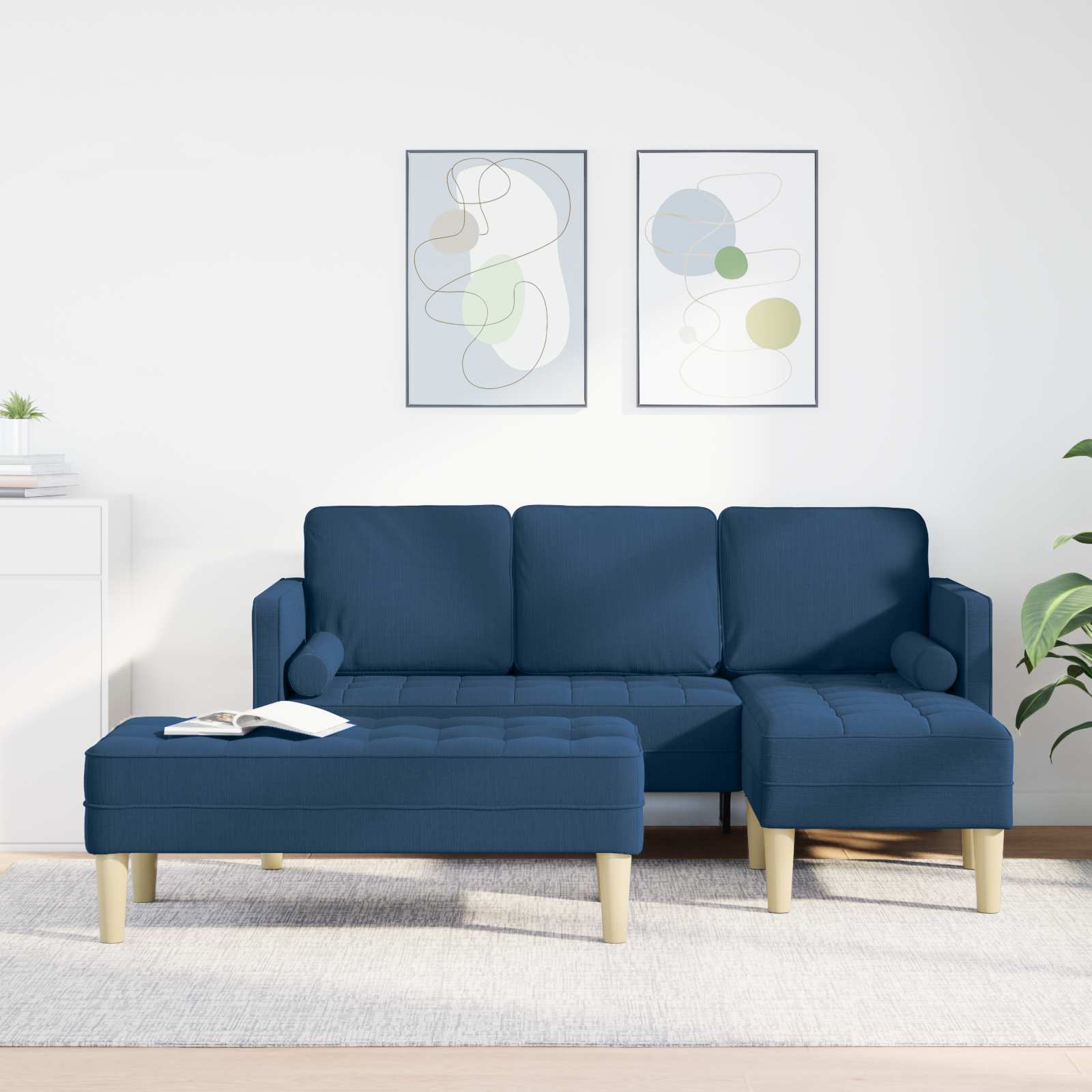 Sofa Set 2 stk. Blau Polyester