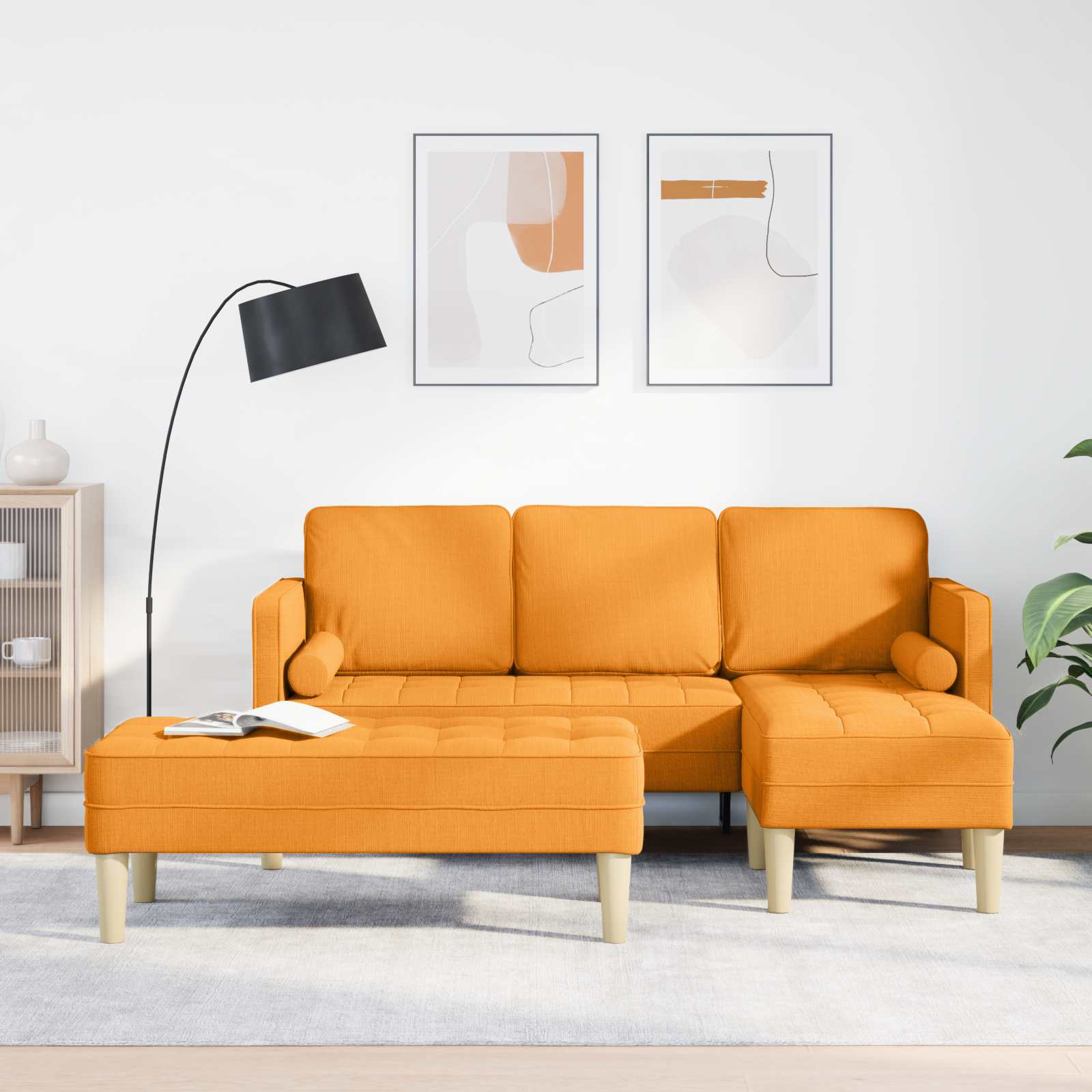 Sofa Set 2 stk. Dunkelgelb Polyester
