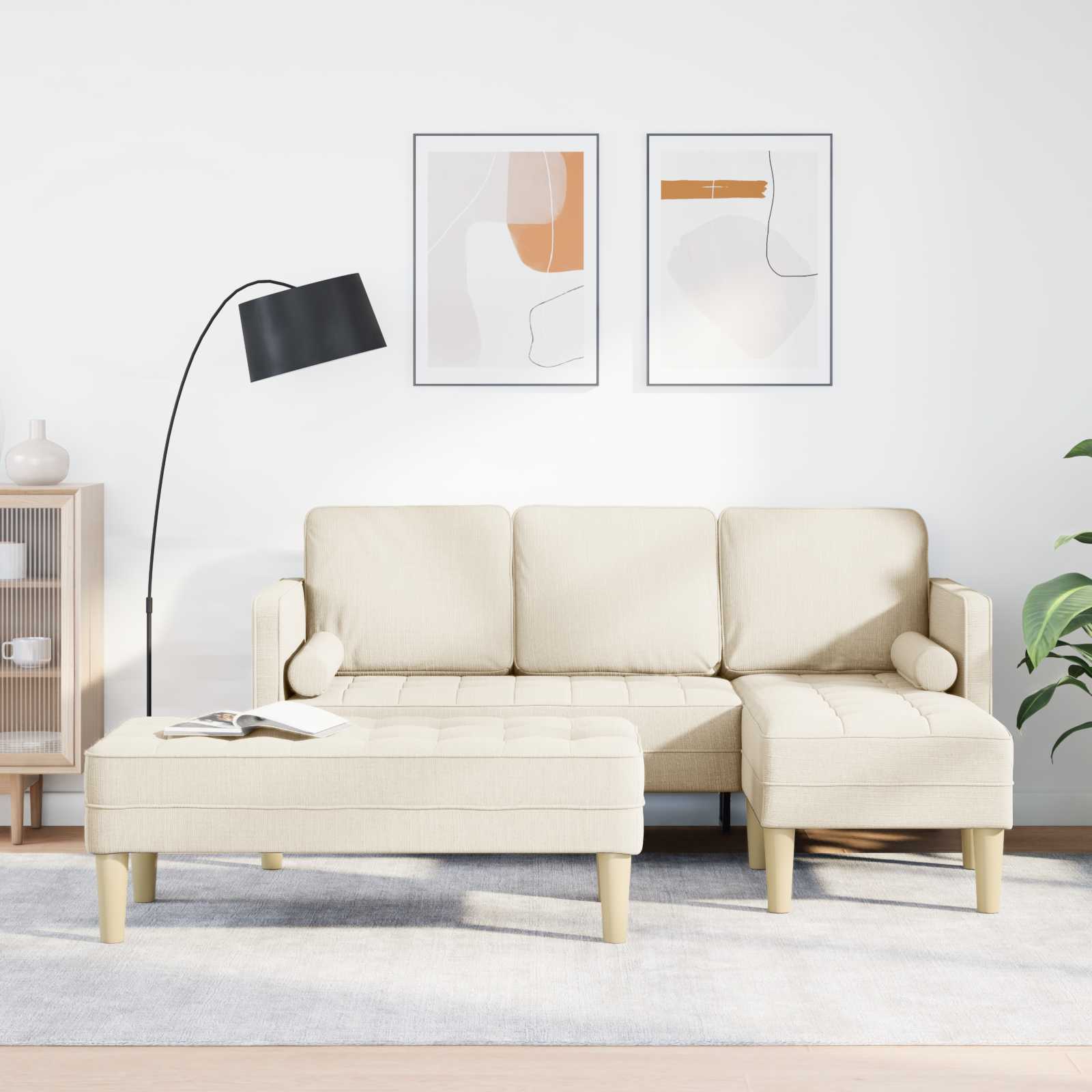 Sofa Set 2 stk. Leinen Polyester