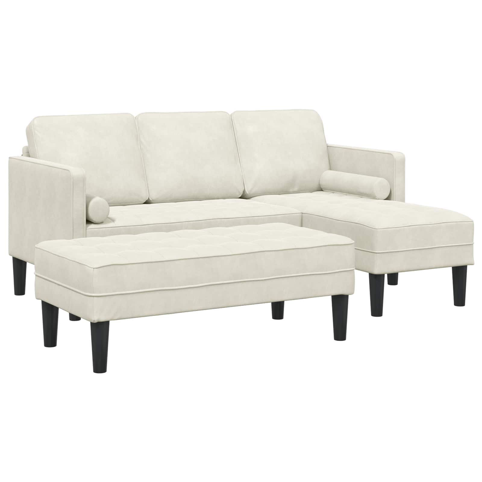 Sofa Set 2 stk. Creme Polyester