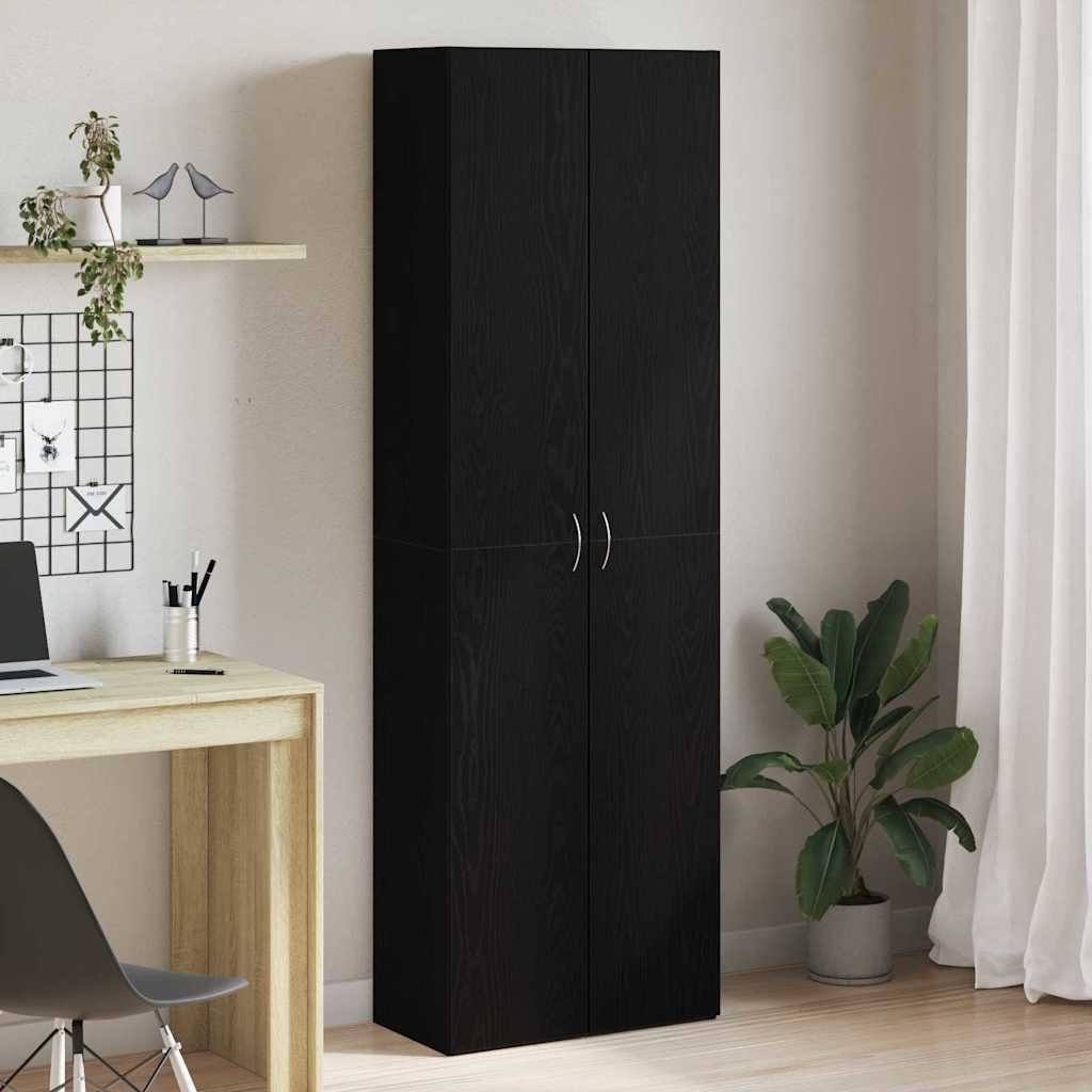 Büroschrank Schwarz Eichen-Optik 60 x 32 x 190 cm Holzwerkstoff