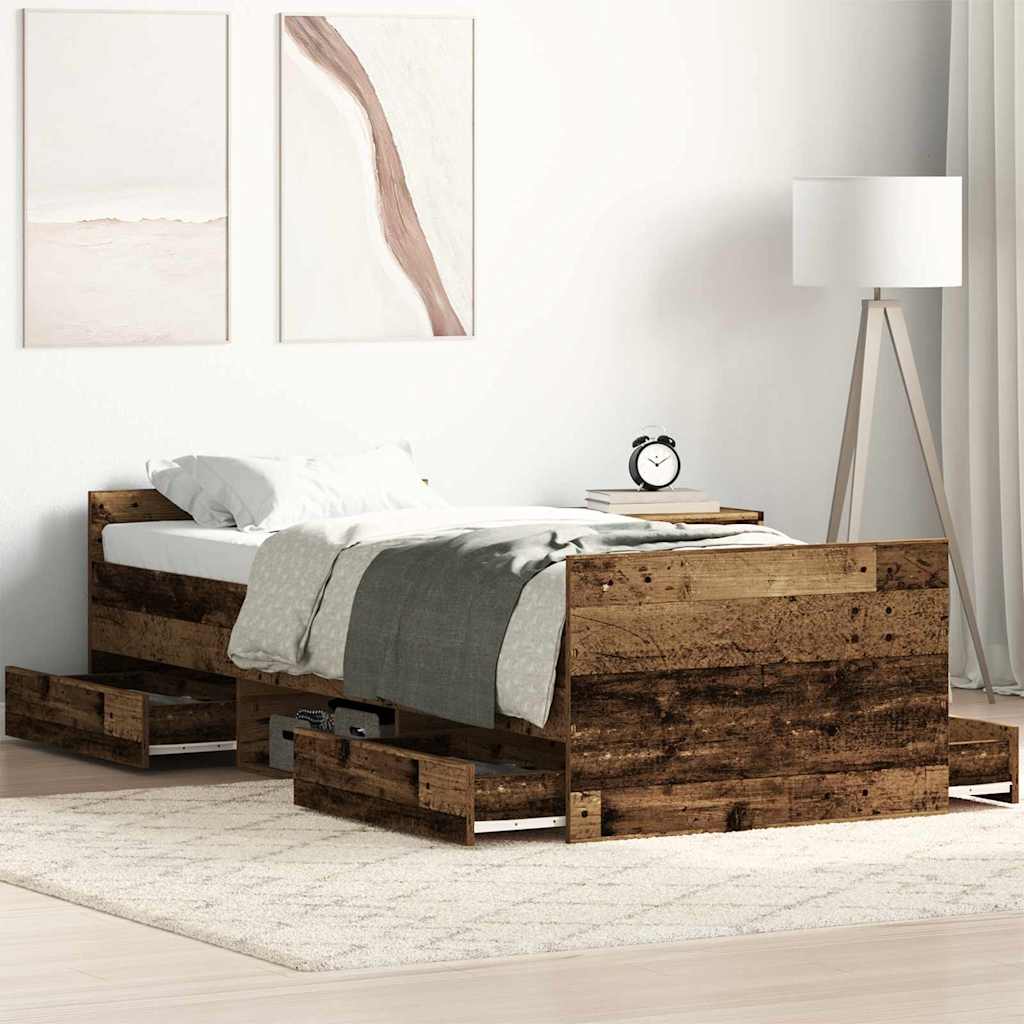 Bettrahmen mit Kopfteil Altholz 193 x 78 x 50 cm Holzwerkstoff