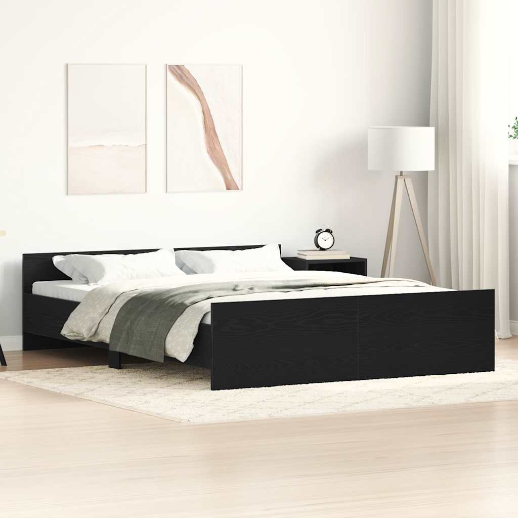 Bettgestell ohne Matratze Schwarz Eichen-Optik 160x200 cm