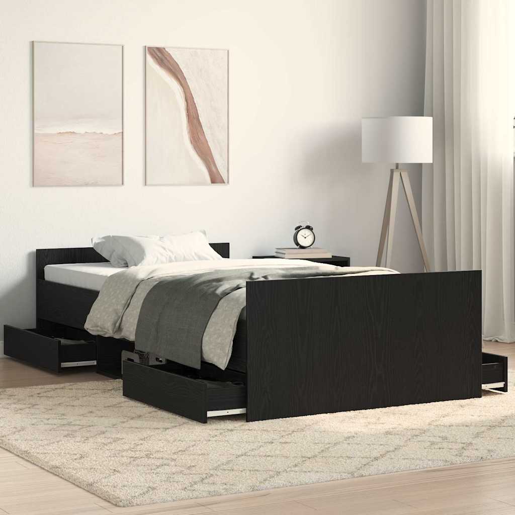Bettrahmen Schwarz Eichen-Optik 203 x 103 x 50 cm Holzwerkstoff