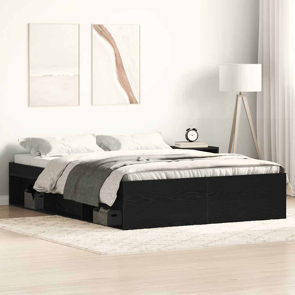 Bettgestell ohne Matratze Schwarz Eichen-Optik 120x190 cm