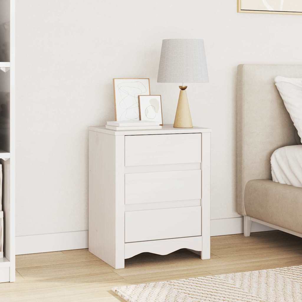 Couchtisch Drammen Weiß 45 x 35 x 56 cm Massives Kiefernholz