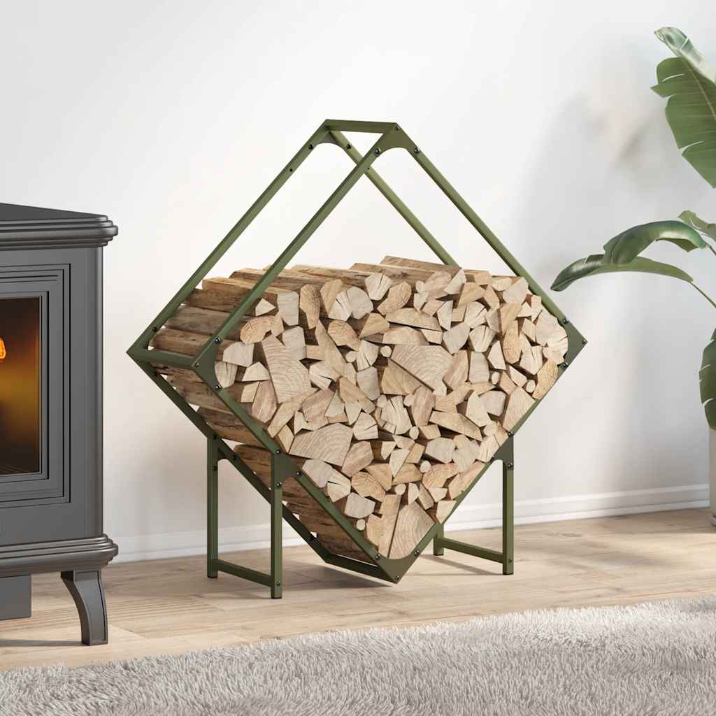 Brennholzregal Olivgrün 80x25x80 cm Kaltgewalzter Stahl