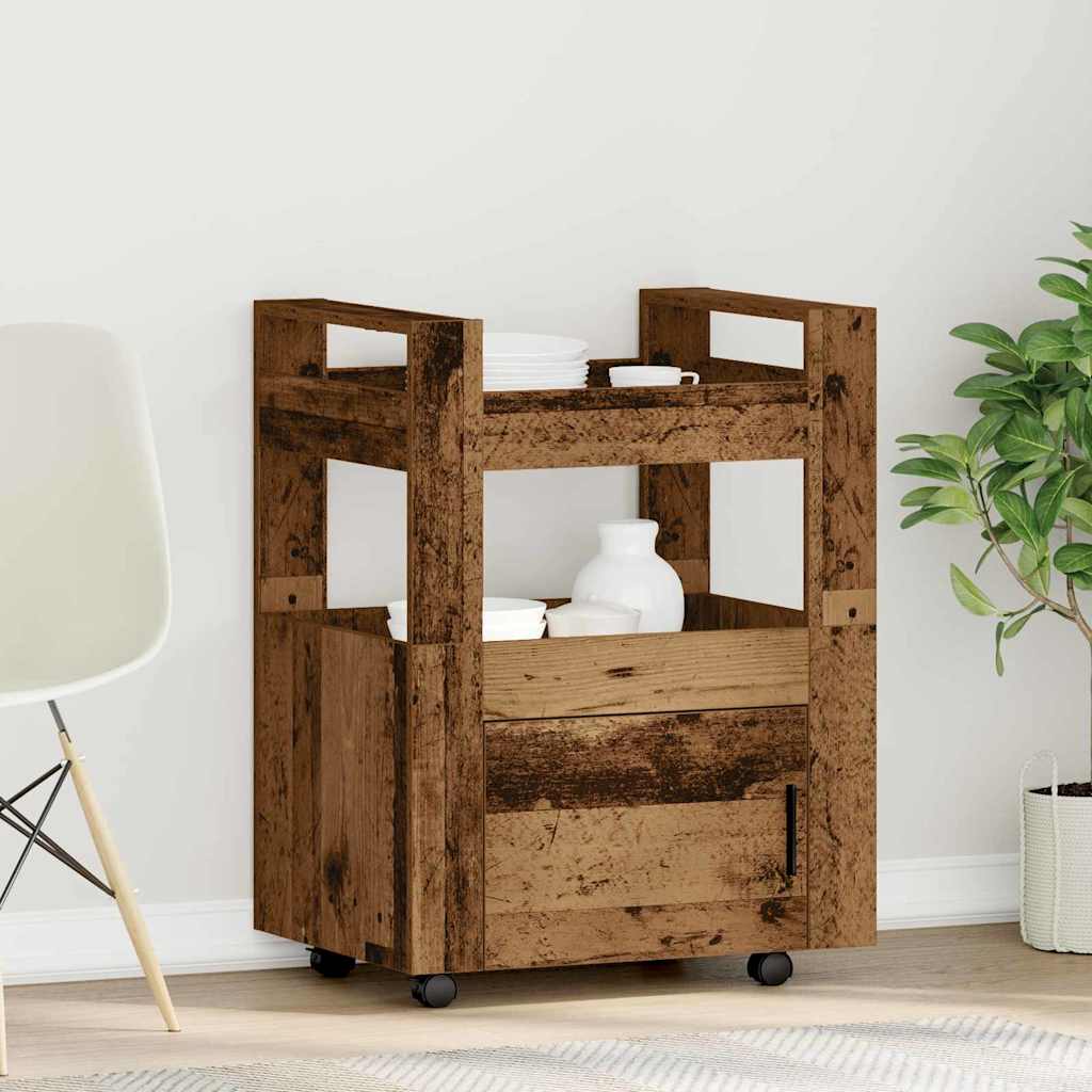 Küchentrolley Eichenholz 60 x 45 x 80 cm Holzwerkstoff