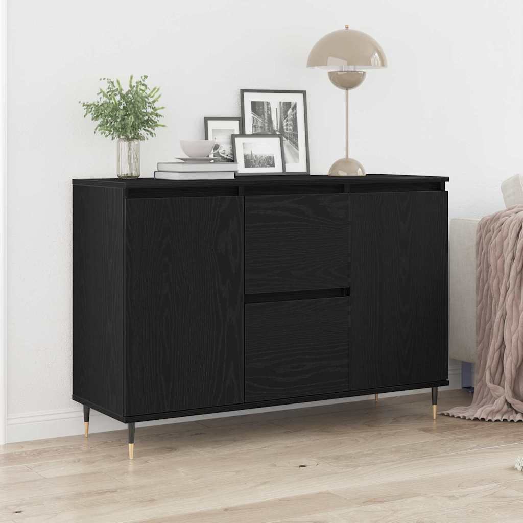 Sideboard Schwarz Eichen-Optik 101,5 x 35 x 70 cm Holzwerkstoff