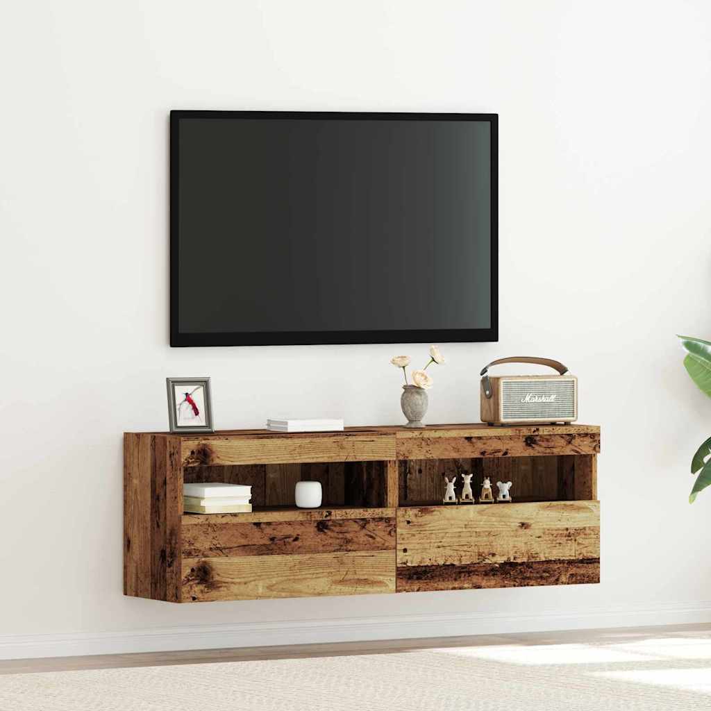 TV-Wandschrank 2 stk. Altholz Holzwerkstoff