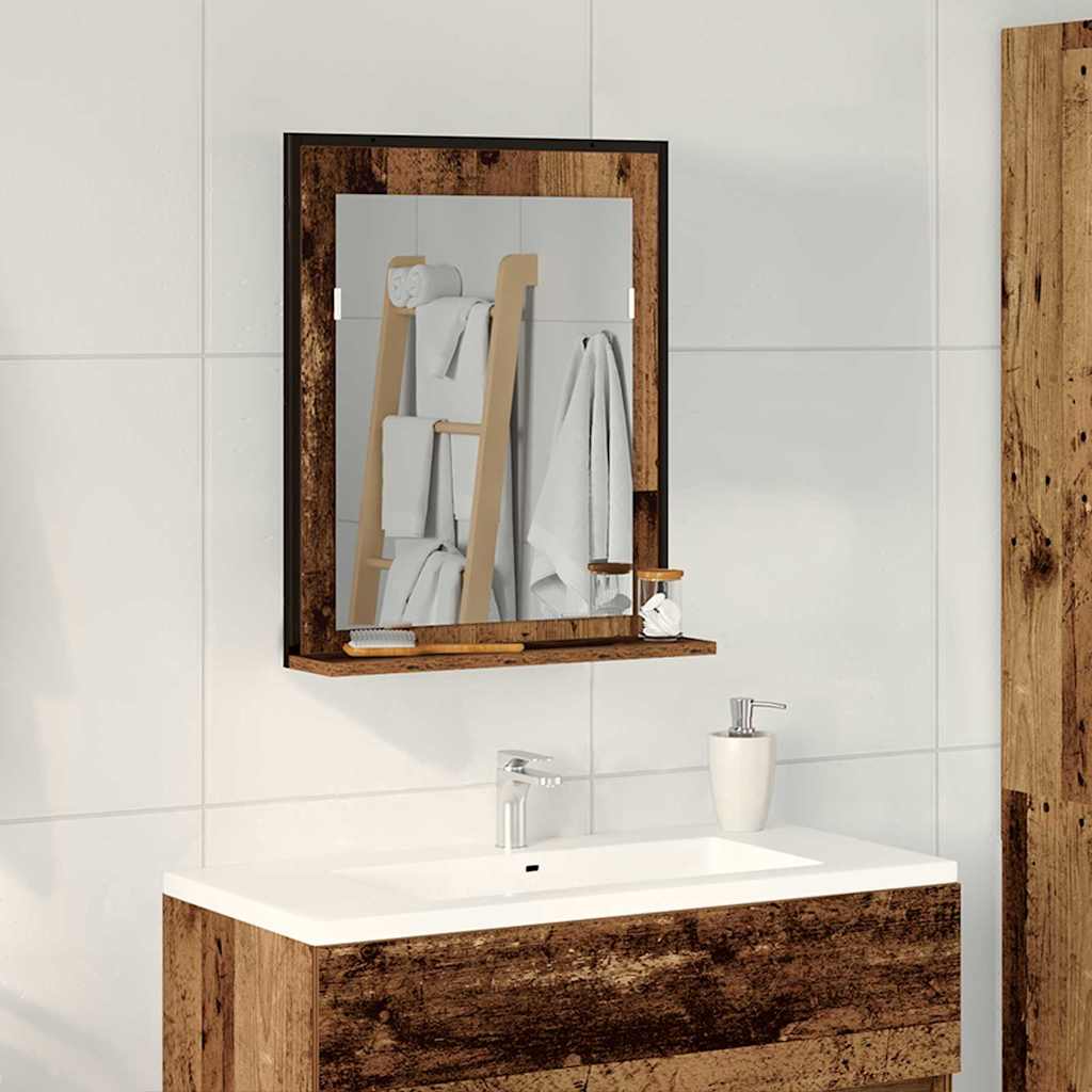 Spiegel Altholz 50 x 12 x 60 cm Glas und engineered Holz