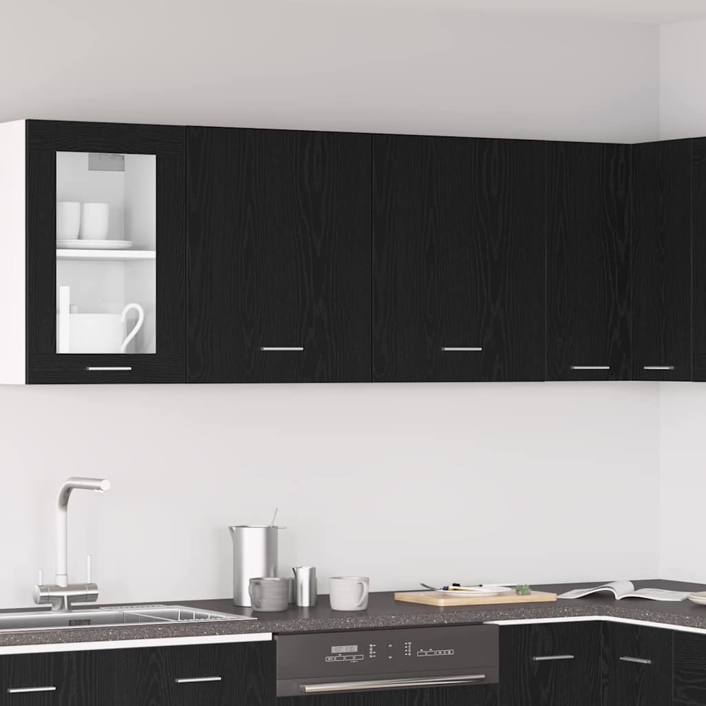 Hängeschrank Lyon 2 stk. Schwarz Eichen-Optik Holzwerkstoff