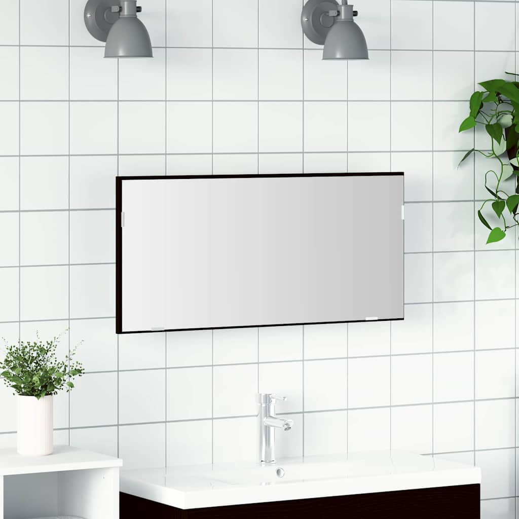 Spiegel Schwarz Eichen-Optik 80 x 37 cm