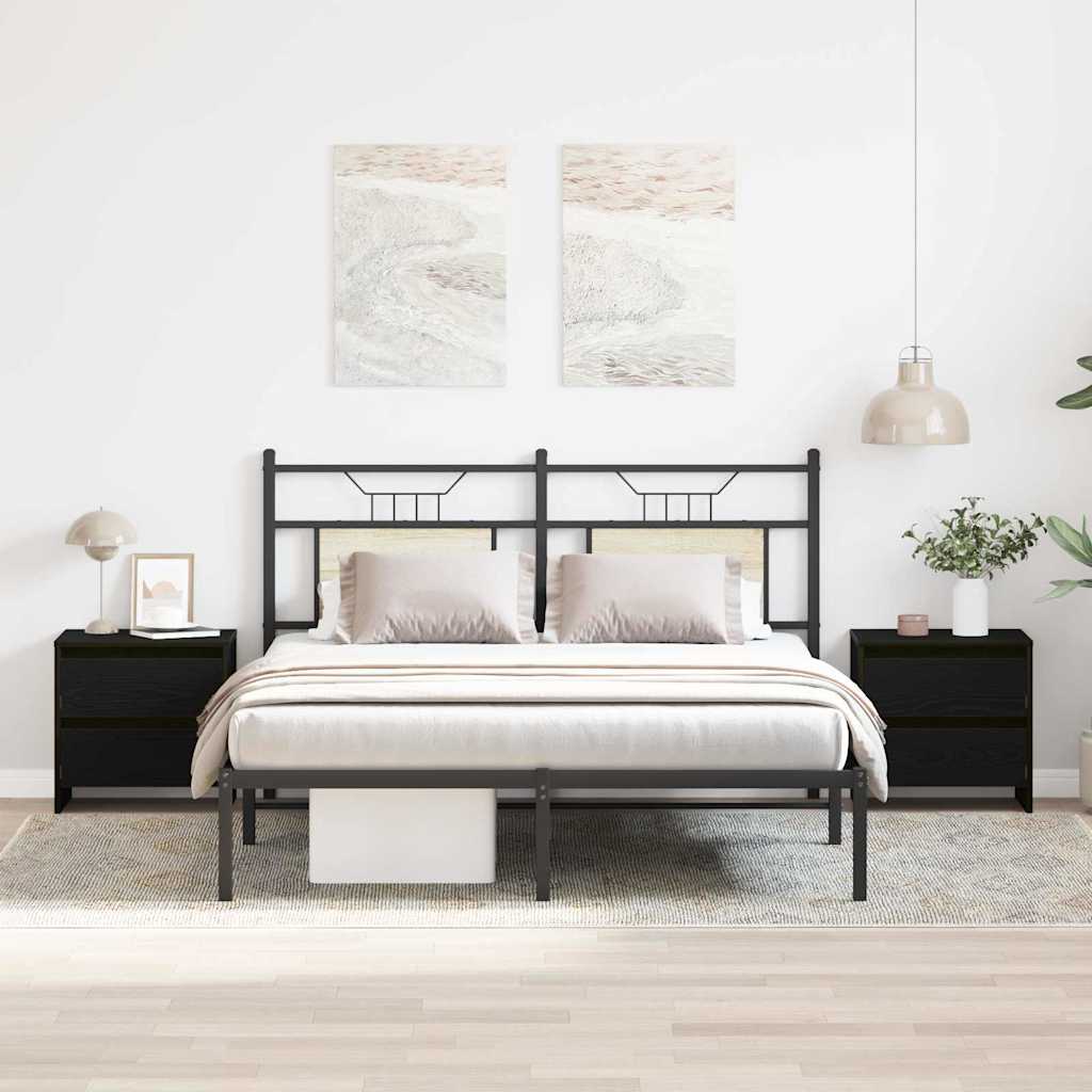 Nachttisch 2 Stk. Schwarz Eichen-Optik 45 x 34 x 44,5 cm