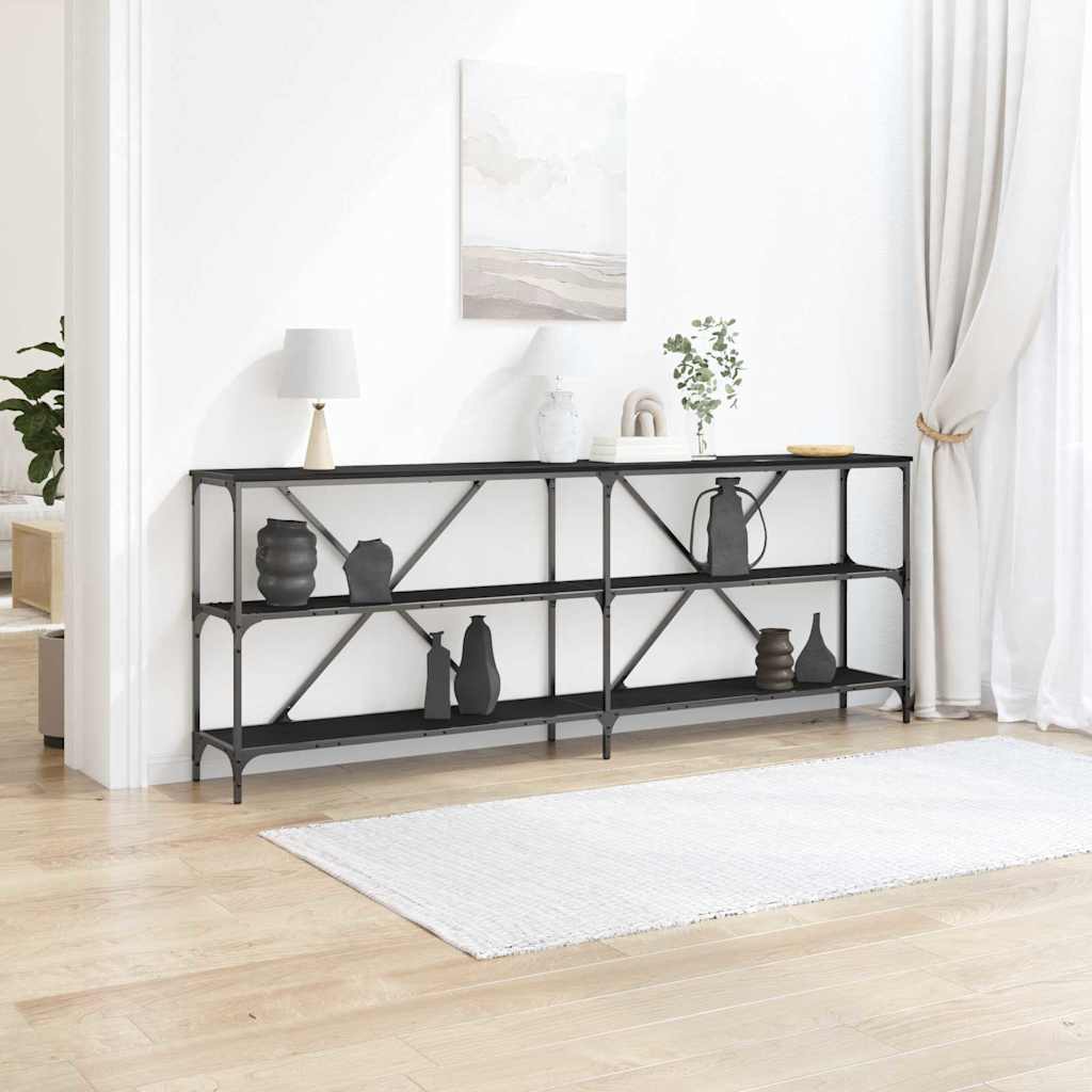 Konsolentisch Schwarz Eichen-Optik 200 x 30 x 75 cm