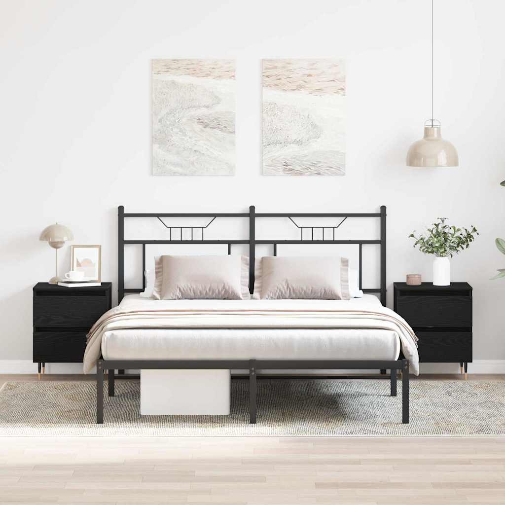 Nachttisch 2 stk. Schwarz Eichen-Optik 40 x 35 x 50 cm