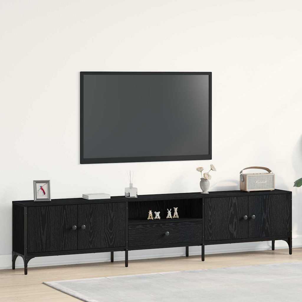 TV-Schränk 200 x 25 x 44 cm Schwarz Eichen-Optik Holzwerkstoff