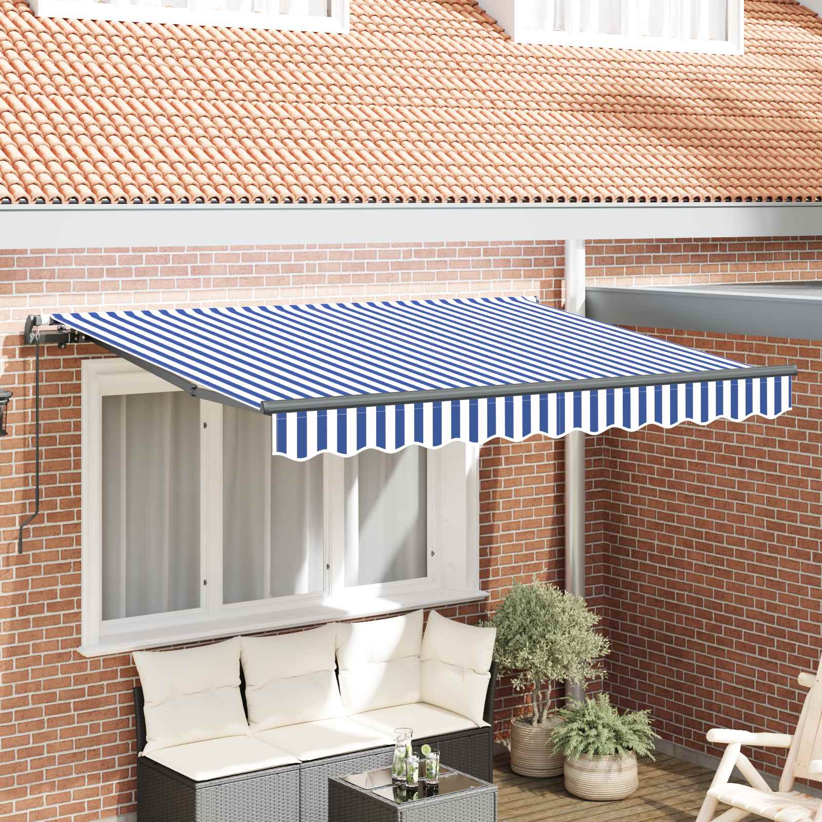 Ausziehbare Markise Blau 250 x 200 cm Stoff
