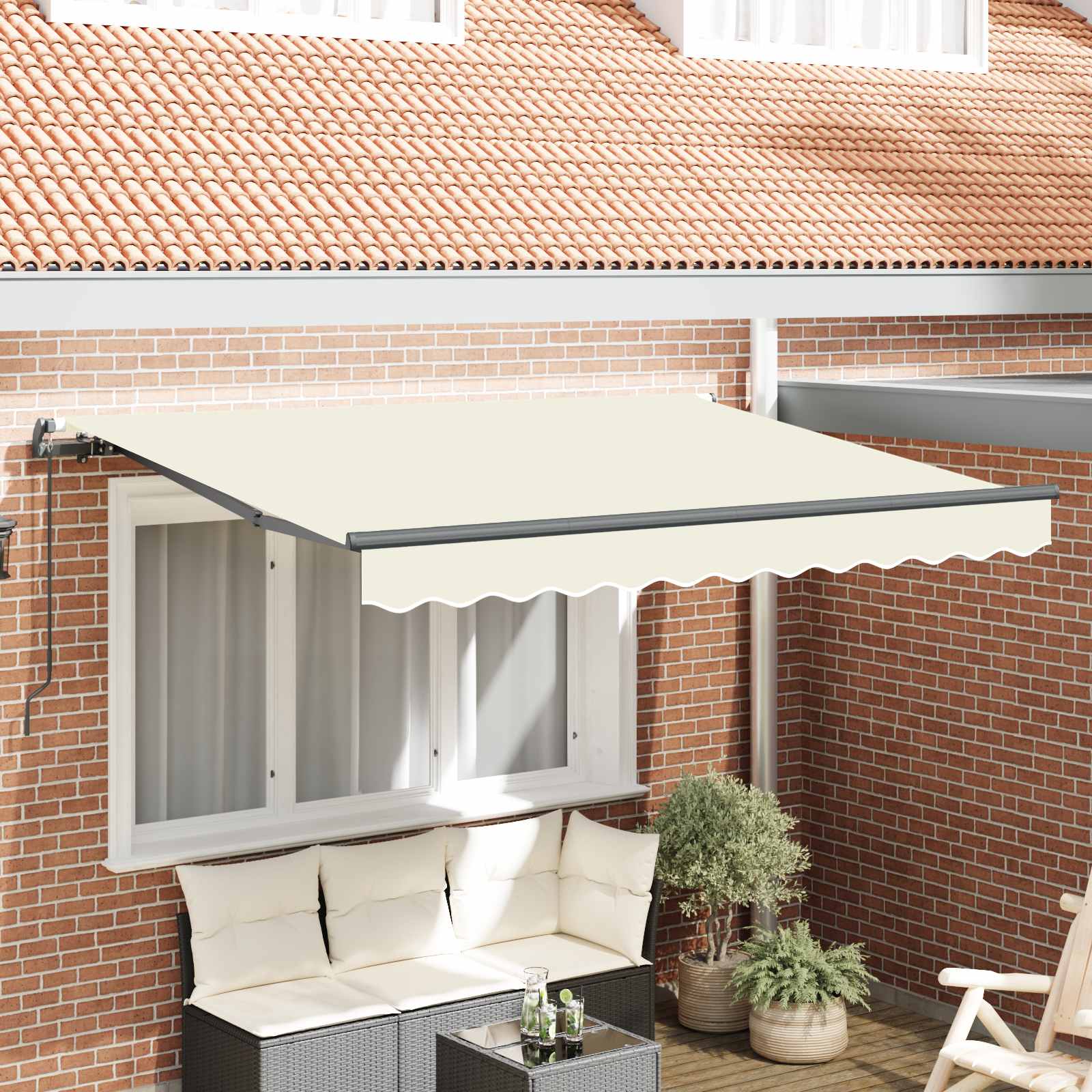 Ausziehbare Markise Creme 250 x 200 cm Stoff