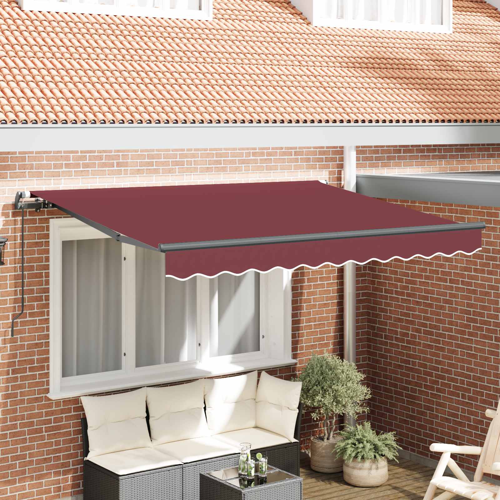 Ausziehbare Markise Bordeauxrot 250 x 200 cm Stoff