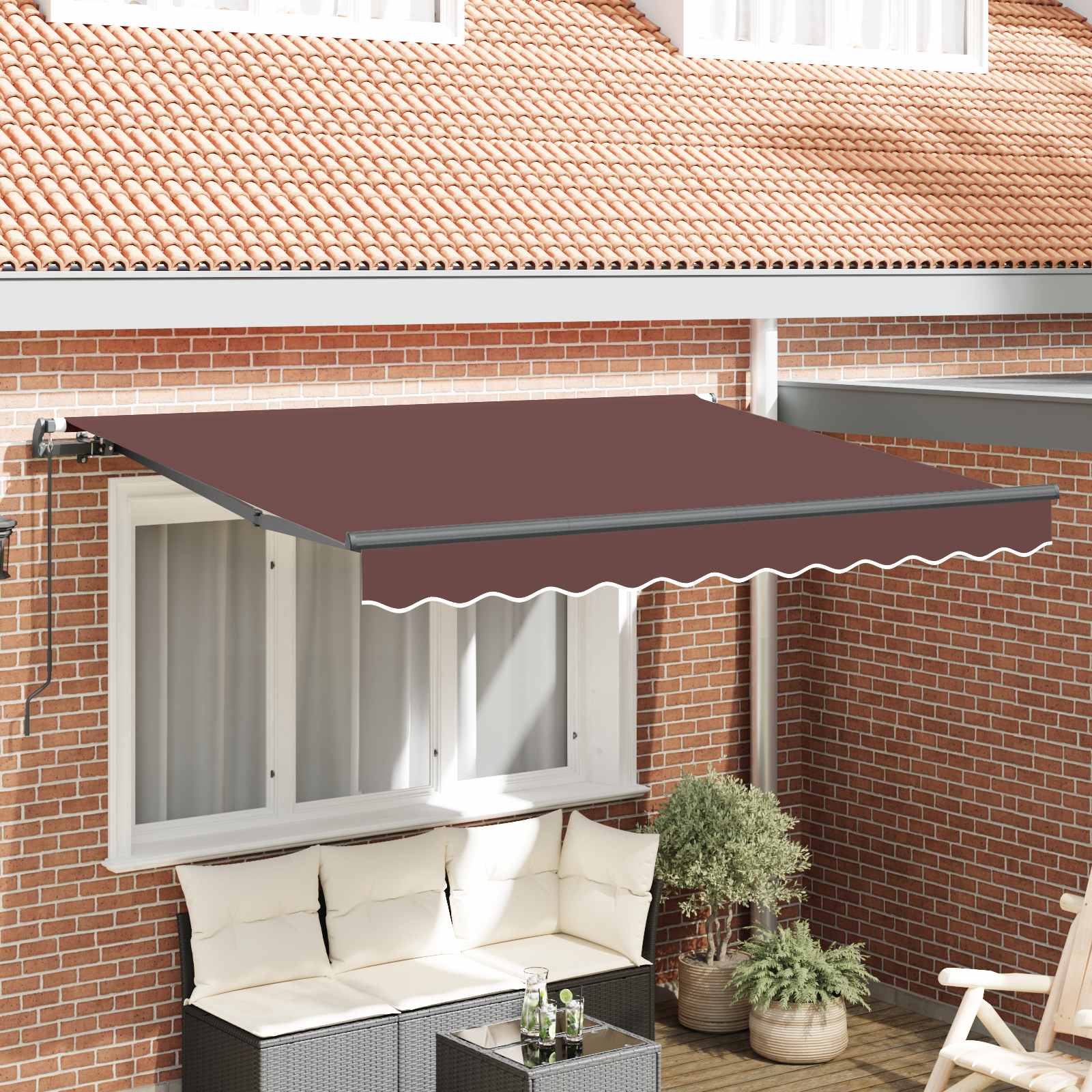 Ausziehbare Markise Braun 250 x 200 cm Stoff