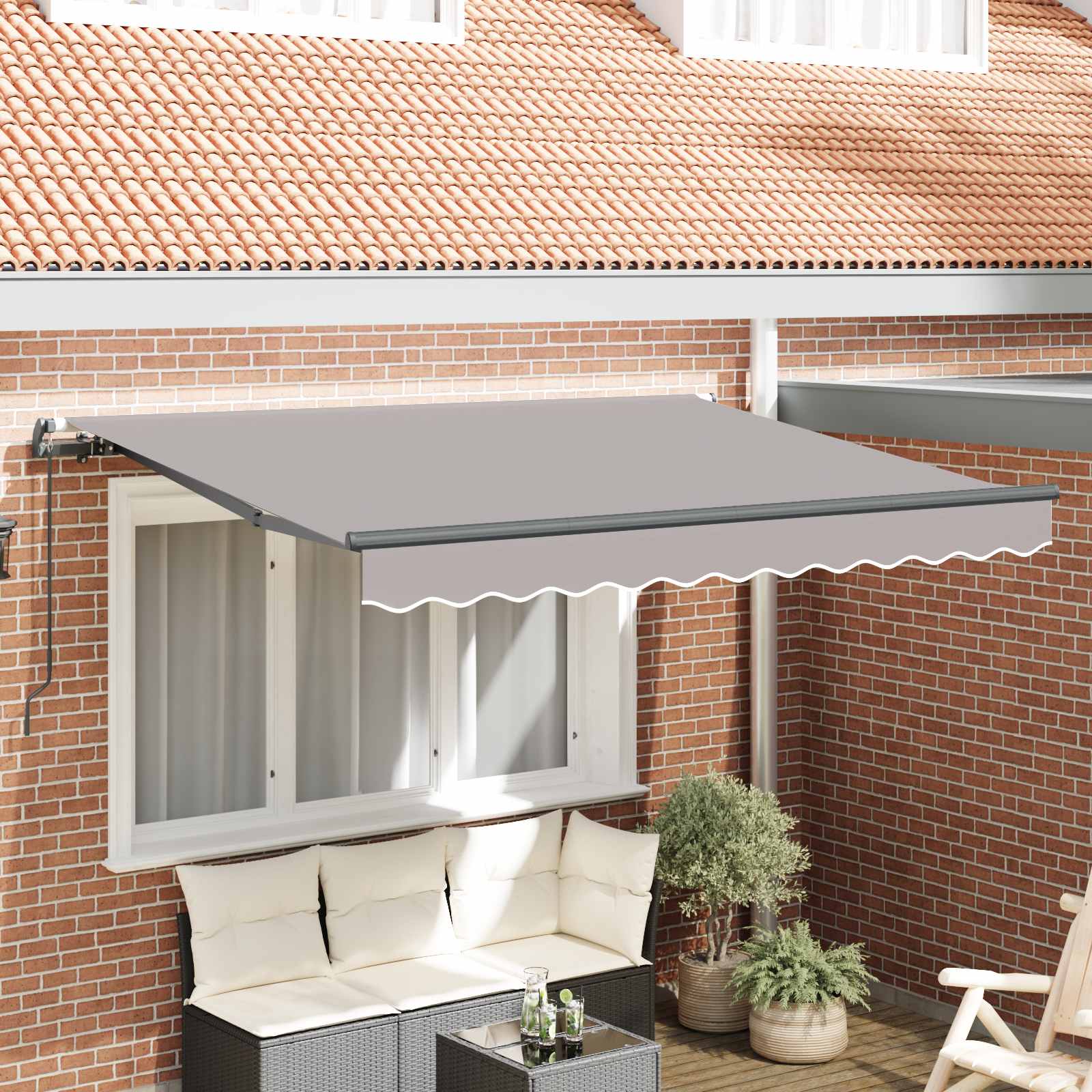 Ausziehbare Markise Hellgrau 250 x 200 cm Stoff