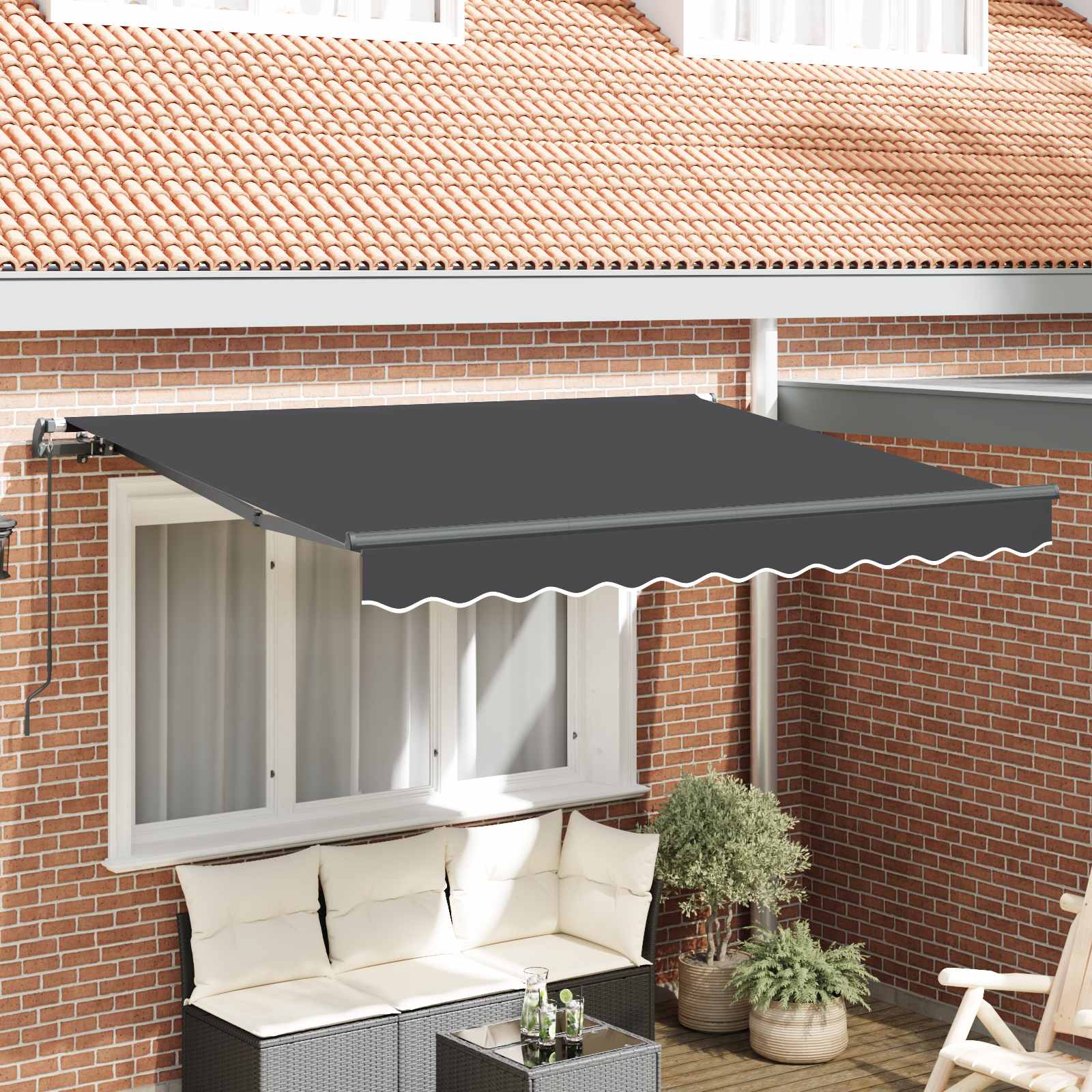 Ausziehbare Markise Anthrazit 300 x 200 cm Stoff