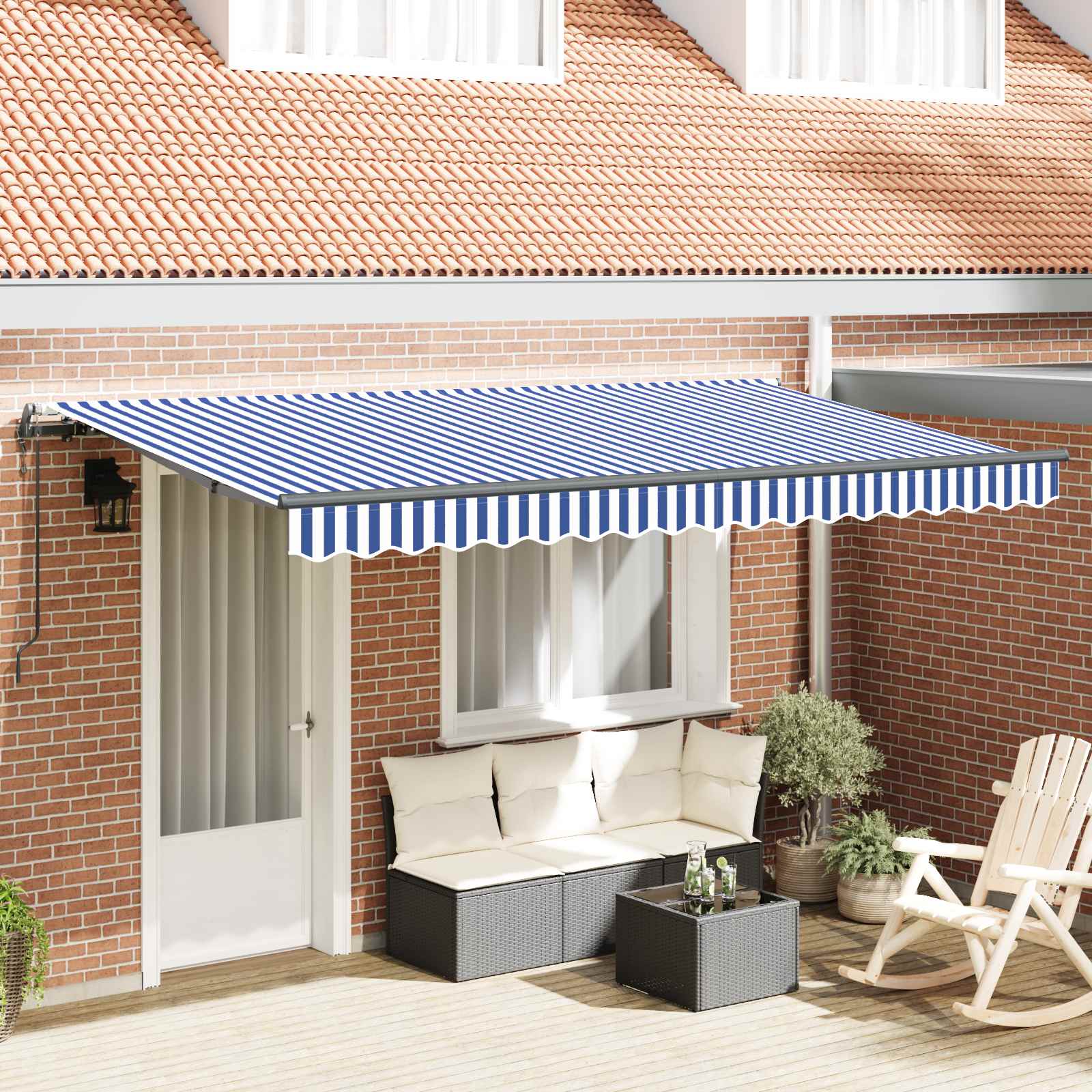 Ausziehbare Markise Blau 350 x 200 cm Stoff
