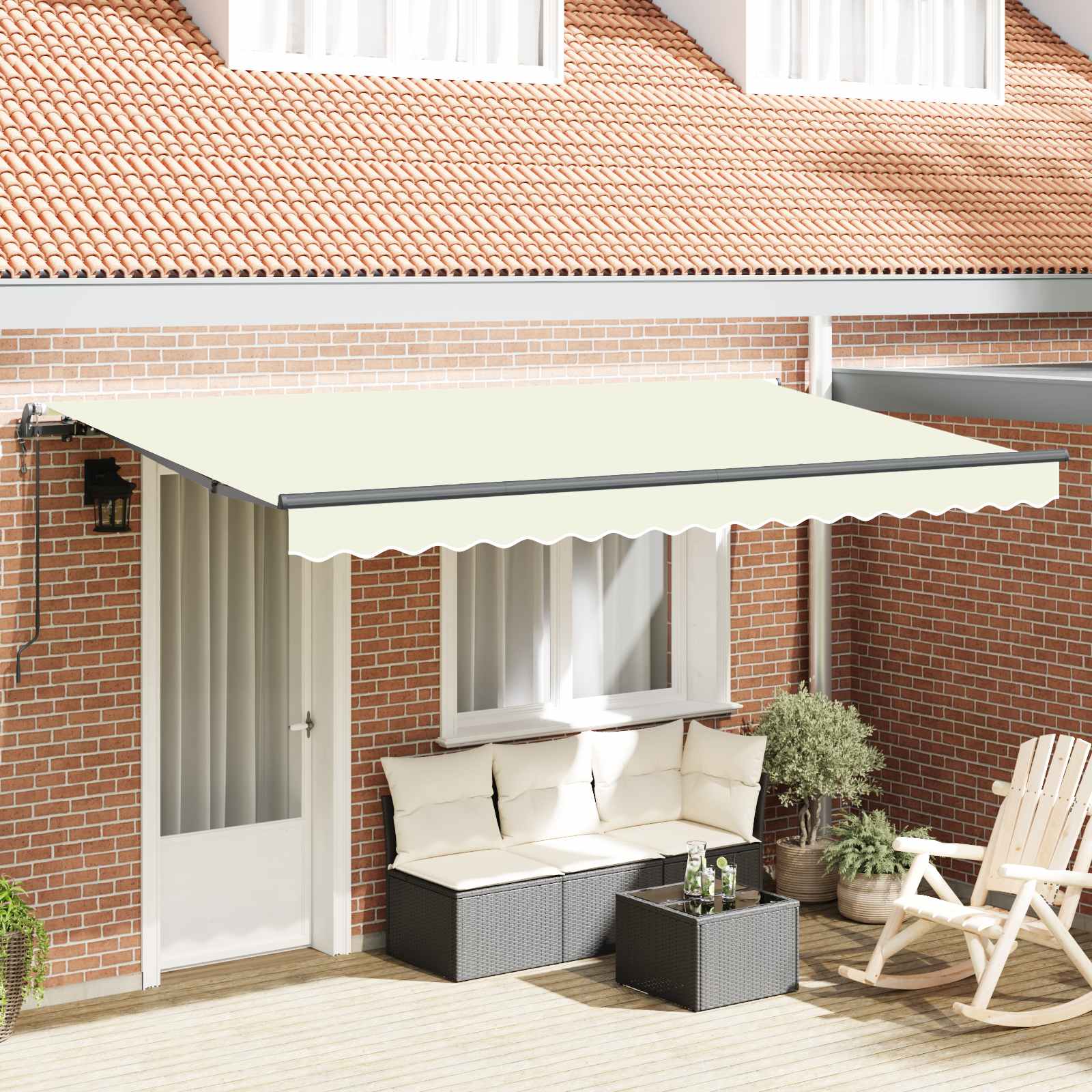 Ausziehbare Markise Creme 350 x 200 cm Stoff