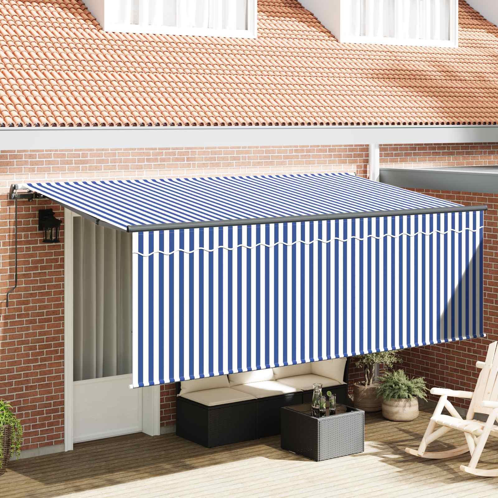 Ausziehbare Markise Blau 350 x 200 cm Stoff