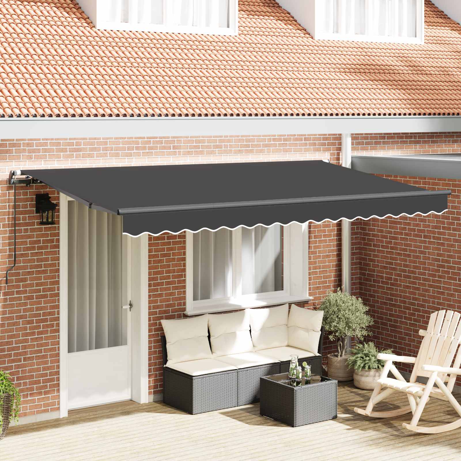Ausziehbare Markise Anthrazit 350 x 200 cm Stoff