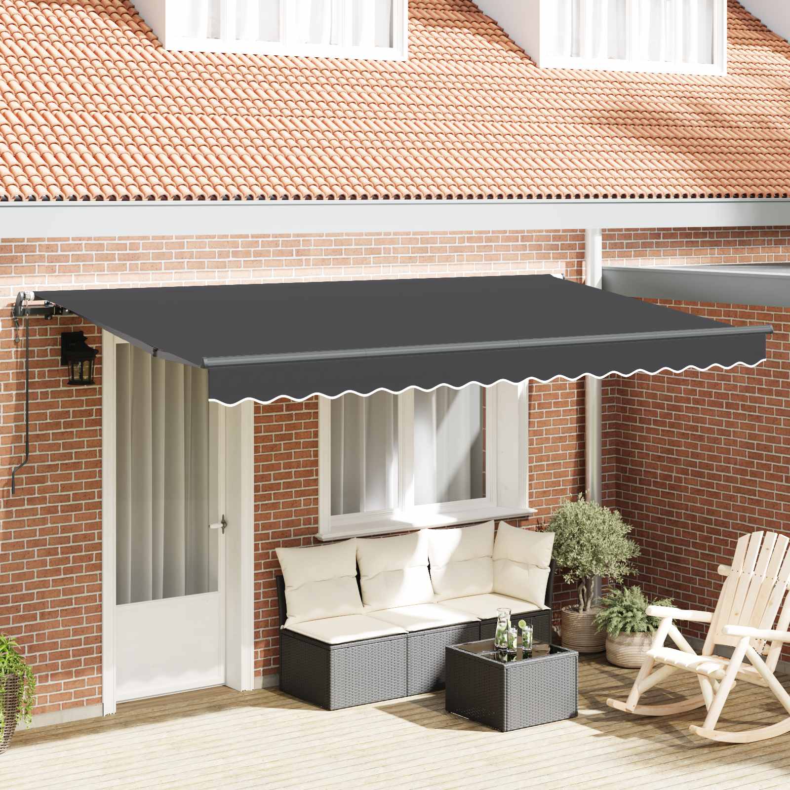 Ausziehbare Markise Anthrazit 350 x 200 cm Stoff