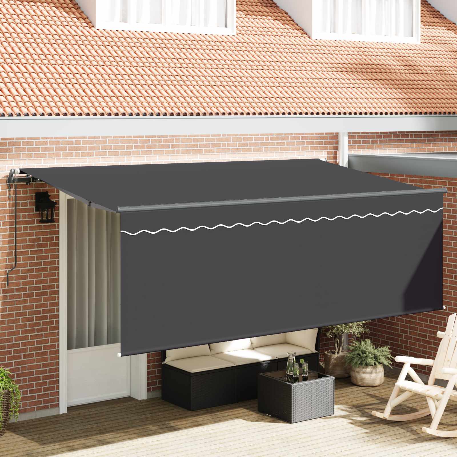 Ausziehbare Markise Anthrazit 350 x 200 cm