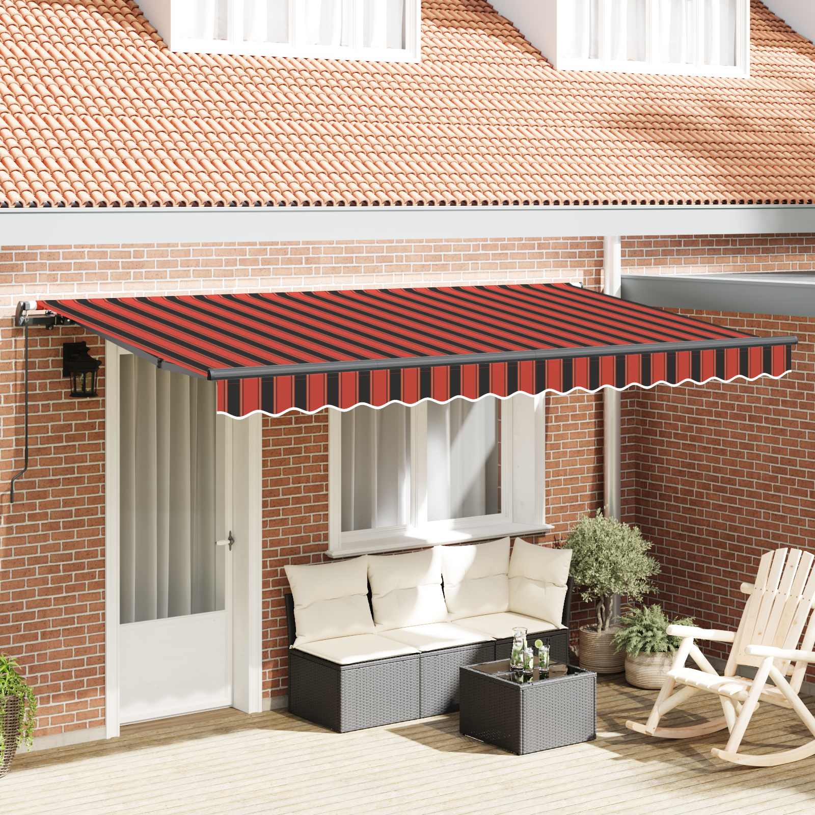 Ausziehbare Markise Orange 350 x 200 cm Stoff