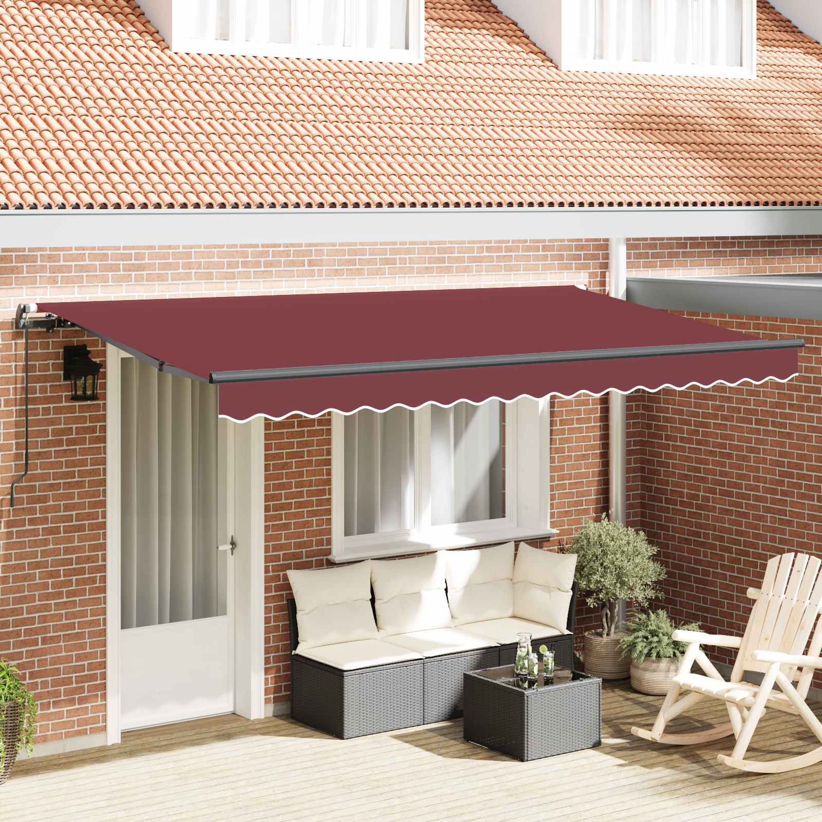 Ausziehbare Markise Bordeauxrot 350 x 200 cm Stoff