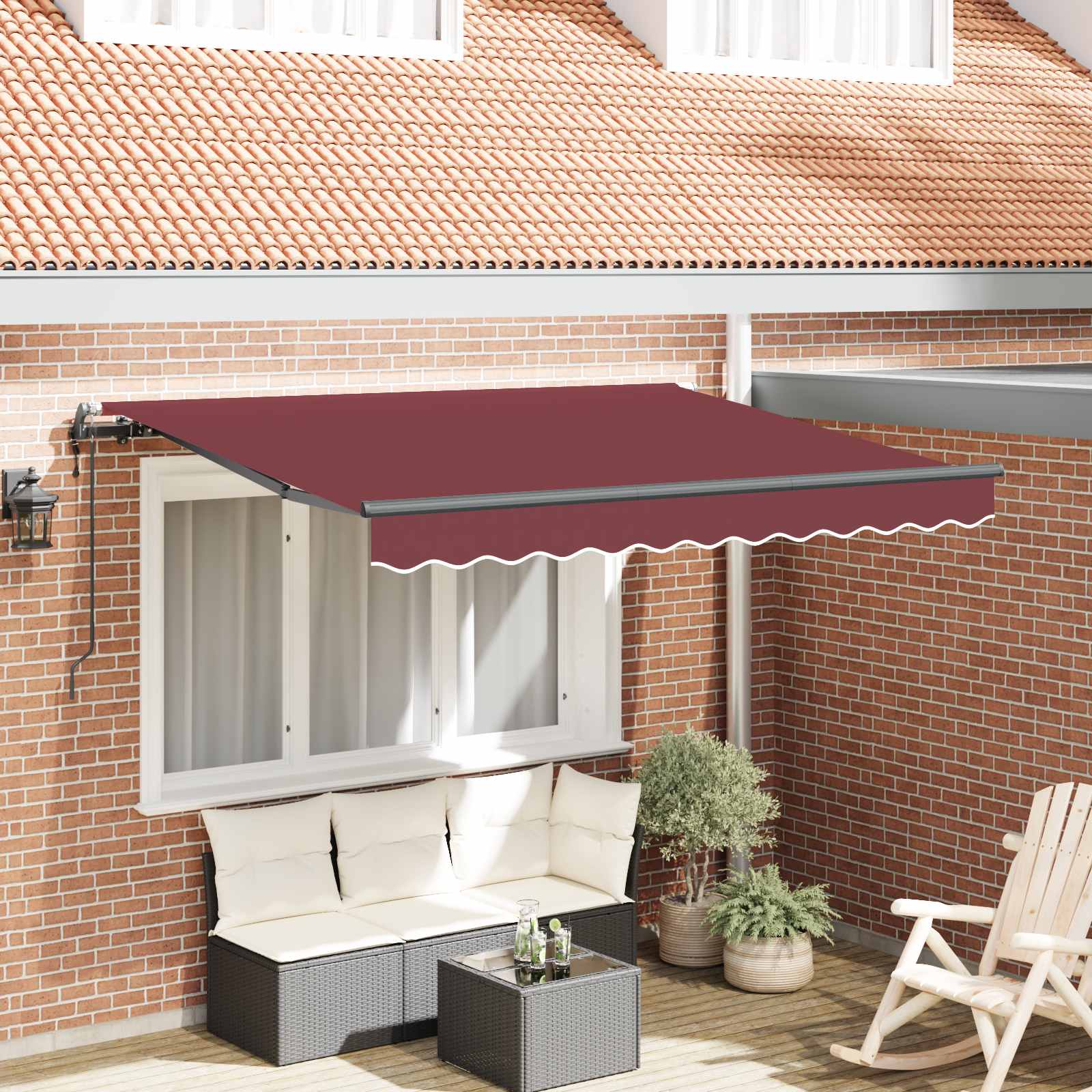 Ausziehbare Markise Bordeauxrot 350 x 200 x 165 cm Stoff