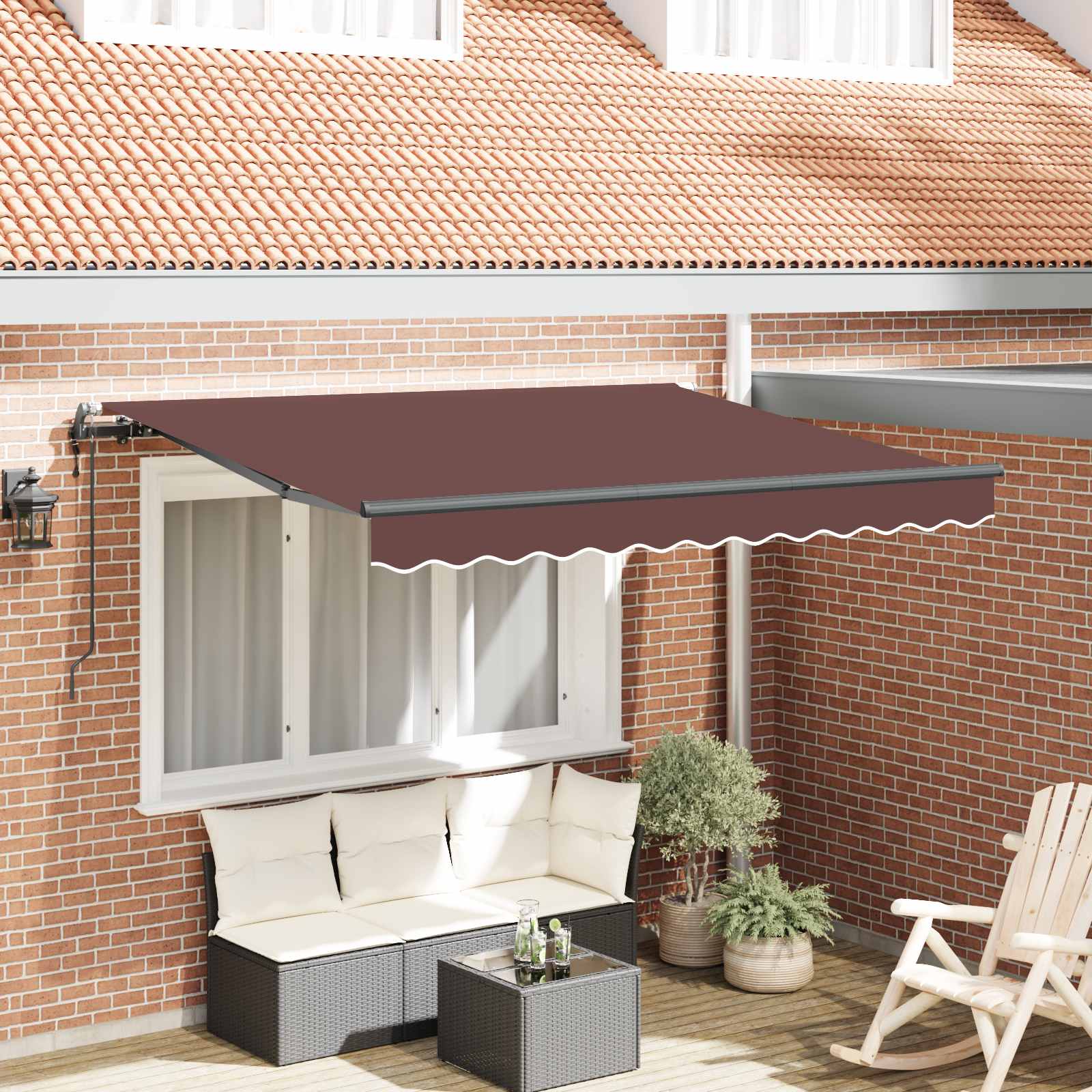 Ausziehbare Markise Braun 350 x 200 cm Stoff