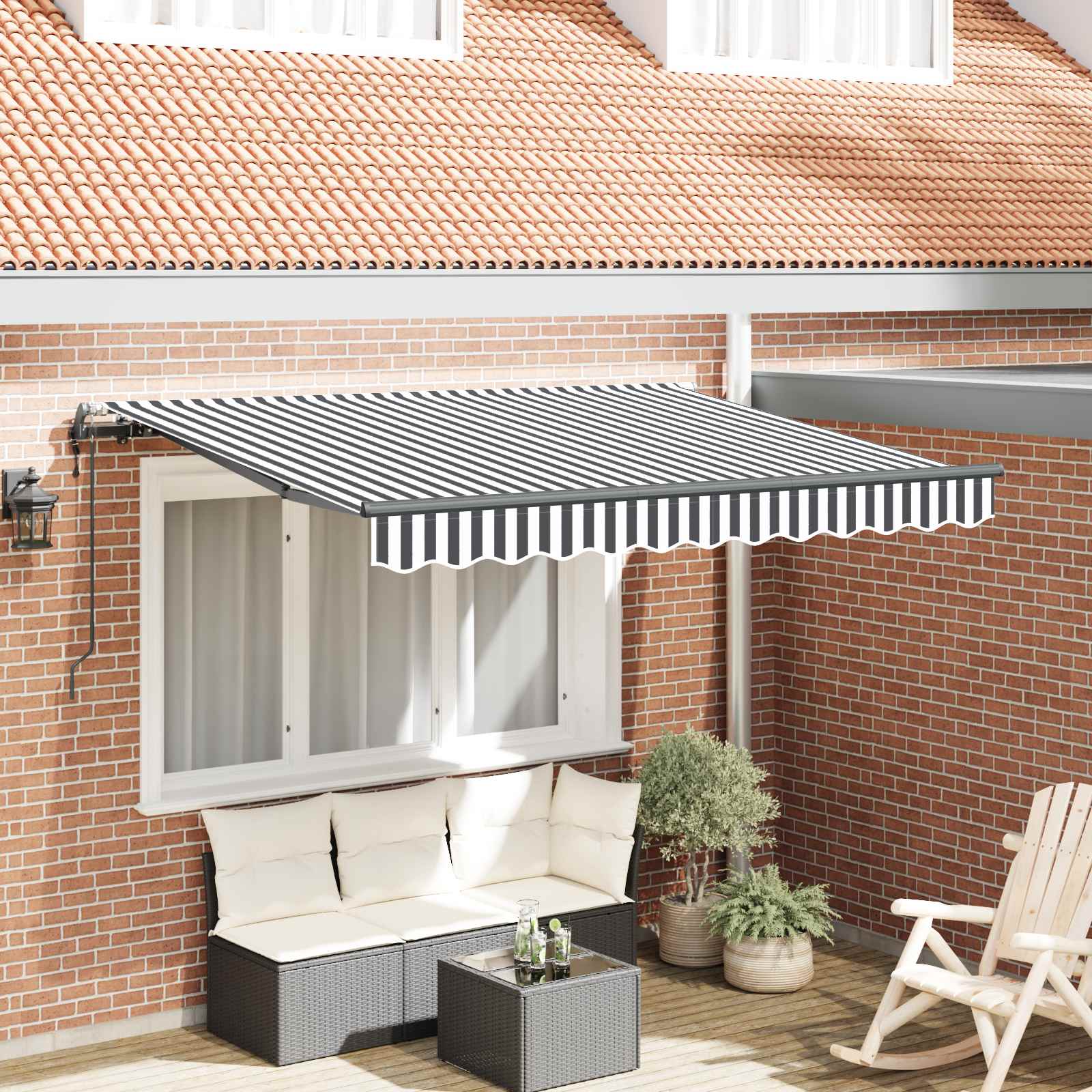 Ausziehbare Markise Anthrazit 350 x 200 cm Stoff