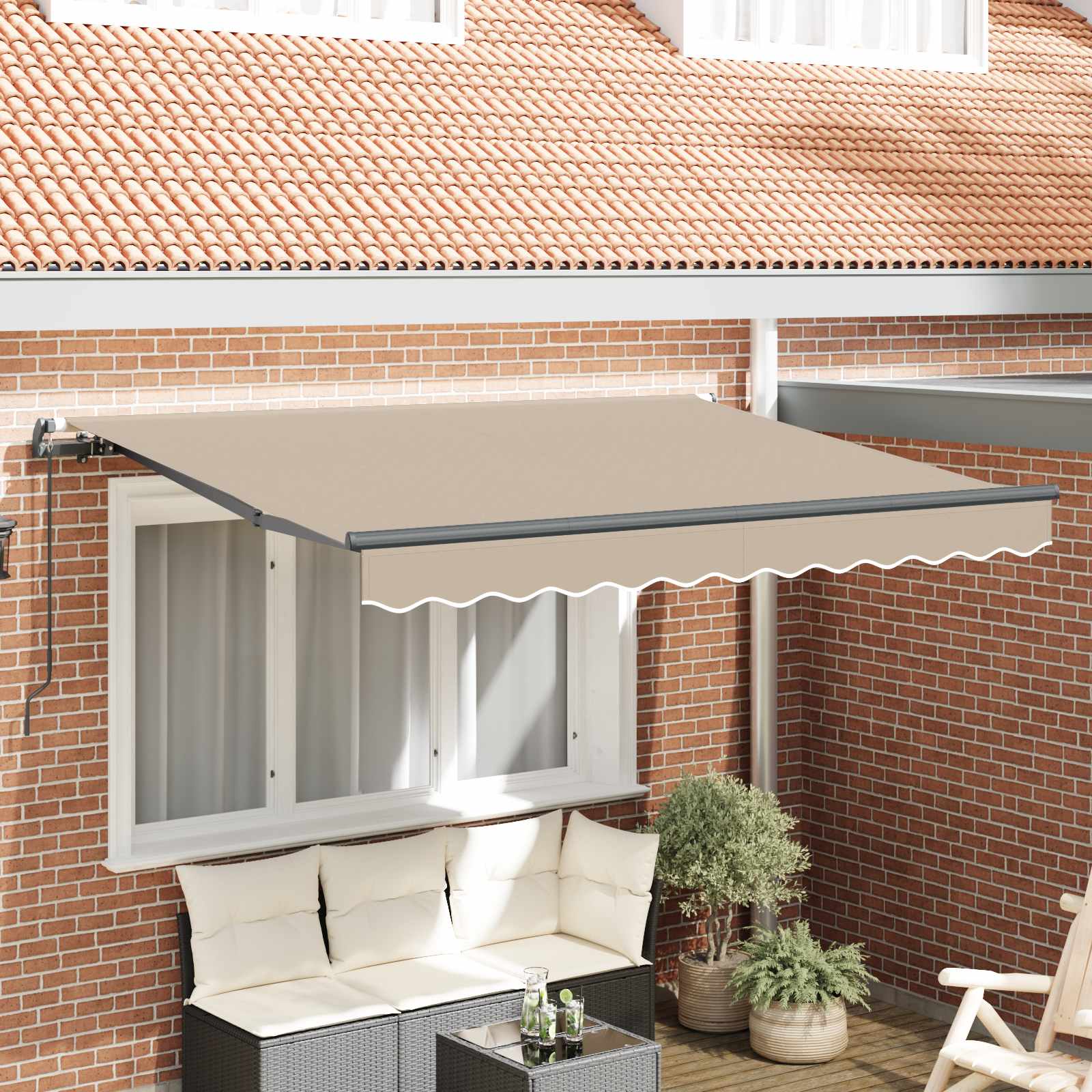 Ausziehbare Markise Beige 350 x 200 cm Stoff
