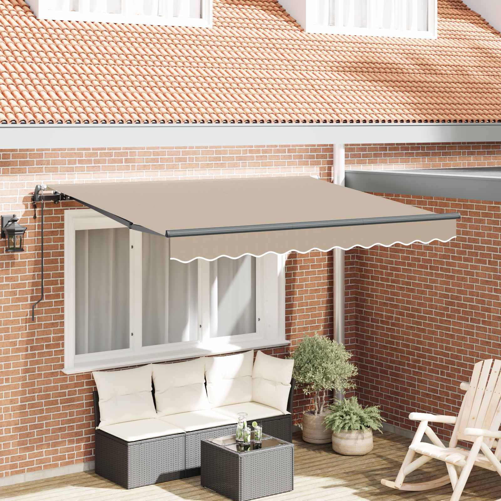 Ausziehbare Markise Beige 350 x 200 cm Stoff