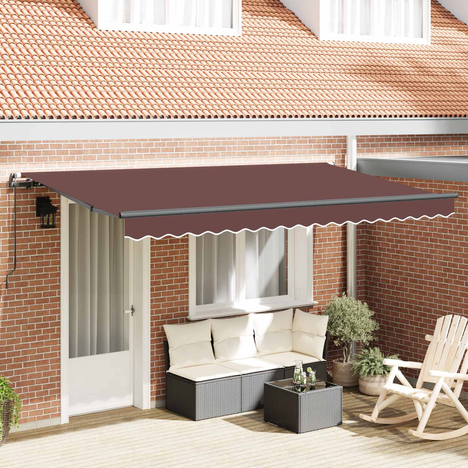 Ausziehbare Markise Braun 400 x 200 cm Stoff