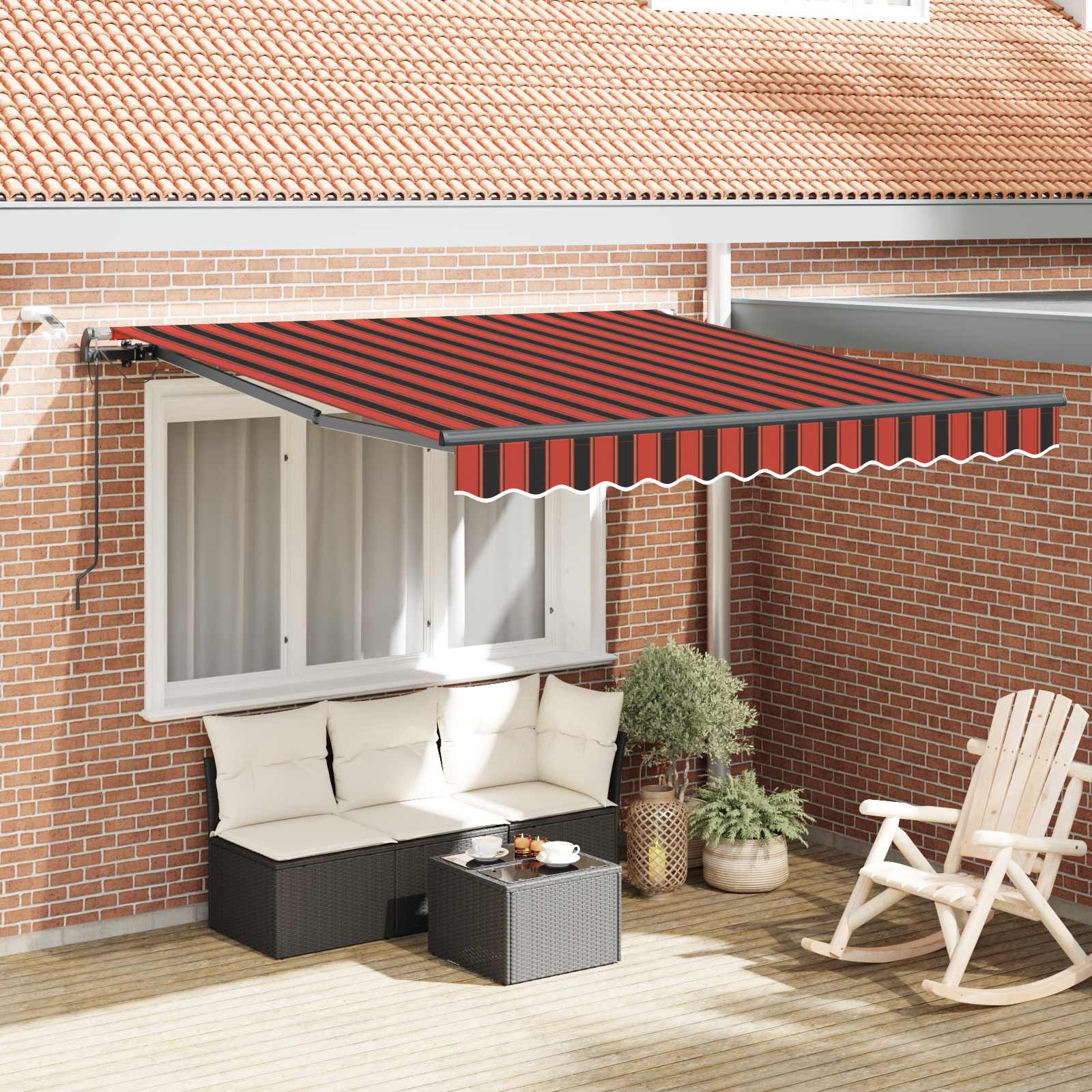 Ausziehbare Markise Orange und Braun 300 x 250 cm Polyester