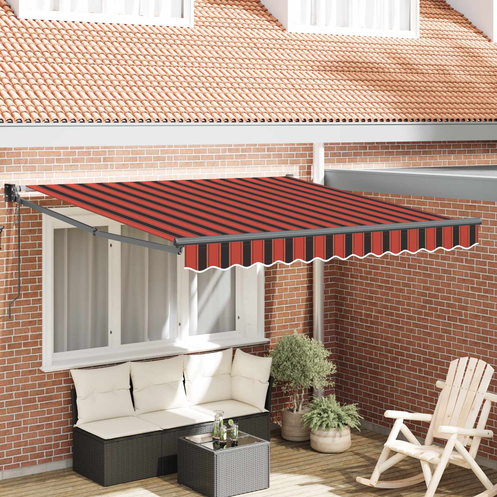 Ausziehbare Markise Orange 300 x 250 cm Polyester und Metall