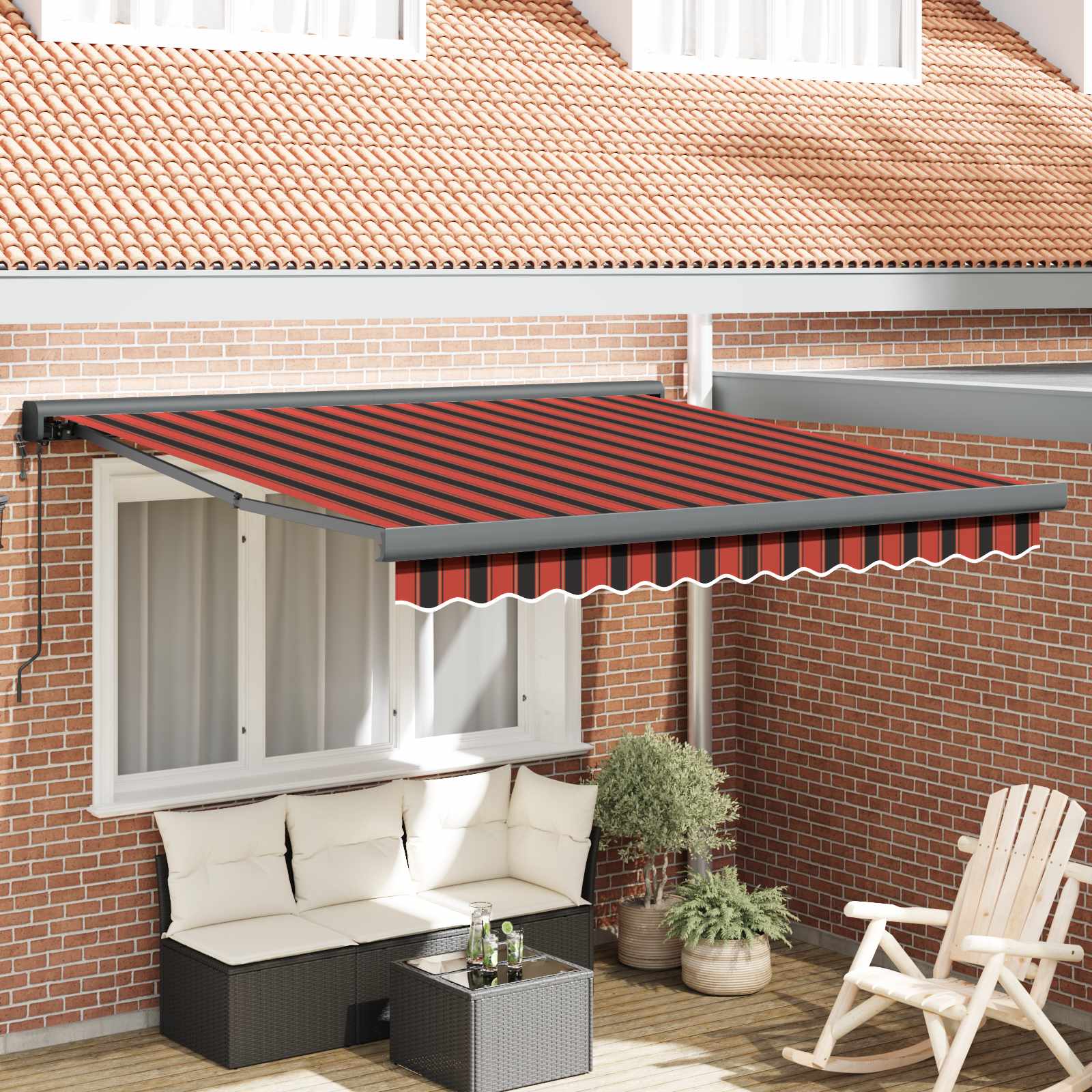 Ausziehbare Markise Orange und Braun 300 x 250 x 165 cm