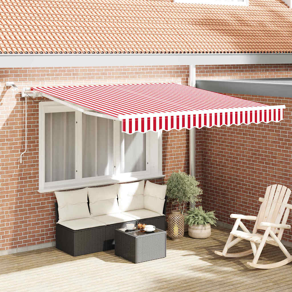 Ausziehbare Markise Rot und Weiß 300 x 250 cm Polyester