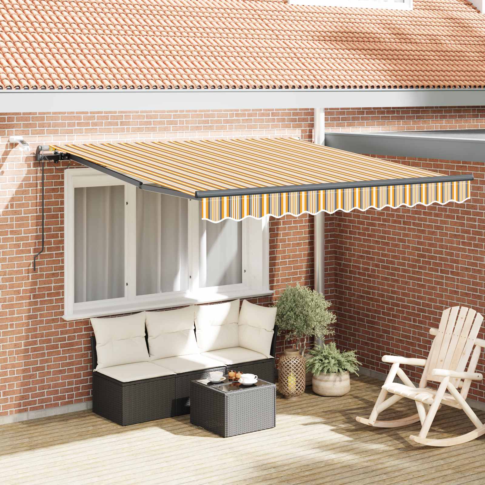 Ausziehbare Markise Mehrfarbig 300 x 250 cm Polyester