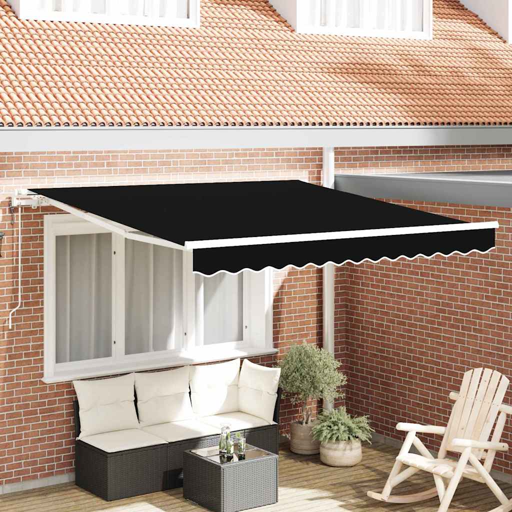 Ausziehbare Markise Schwarz 300 x 250 cm Stoff und Aluminium