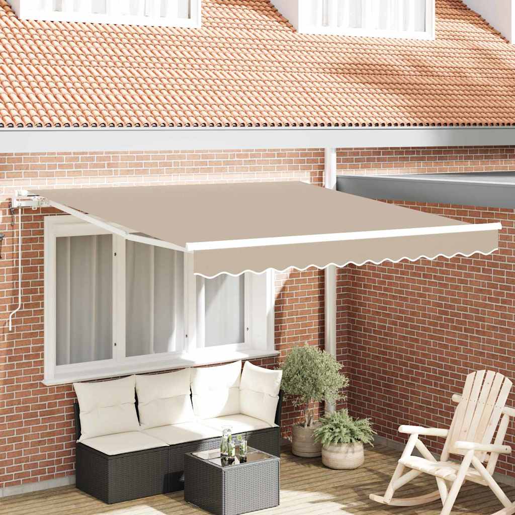 Ausziehbare Markise Beige 300 x 250 cm Stoff und Aluminium