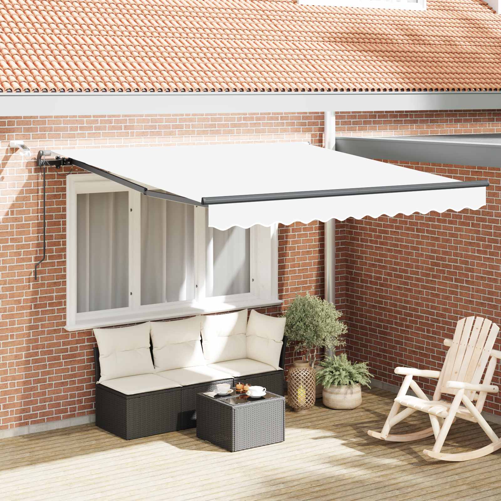 Ausziehbare Markise Weiß 300 x 250 cm Polyester