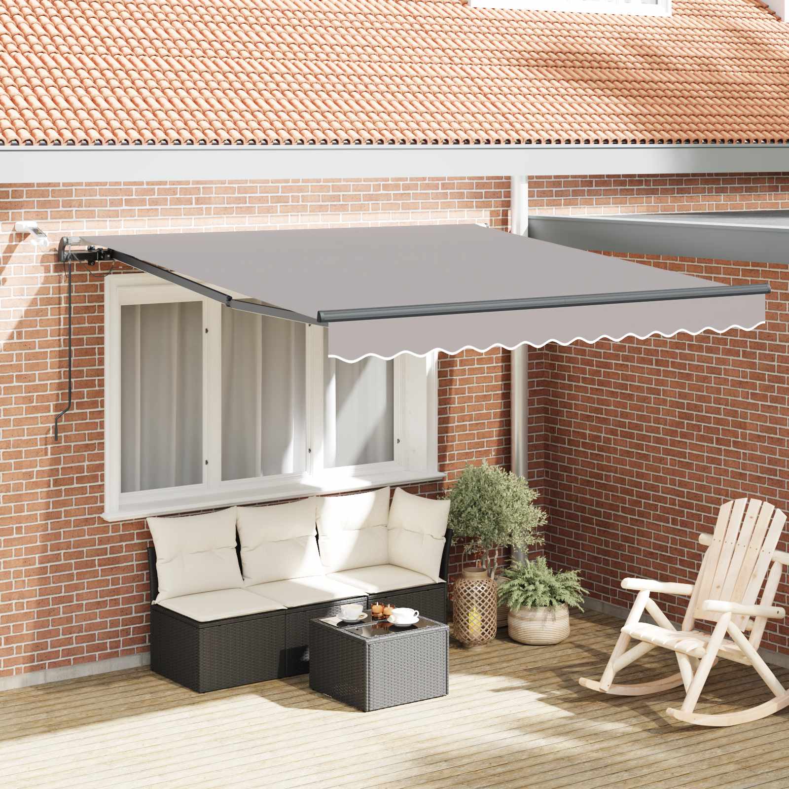Ausziehbare Markise Hellgrau 300 x 250 cm Polyester